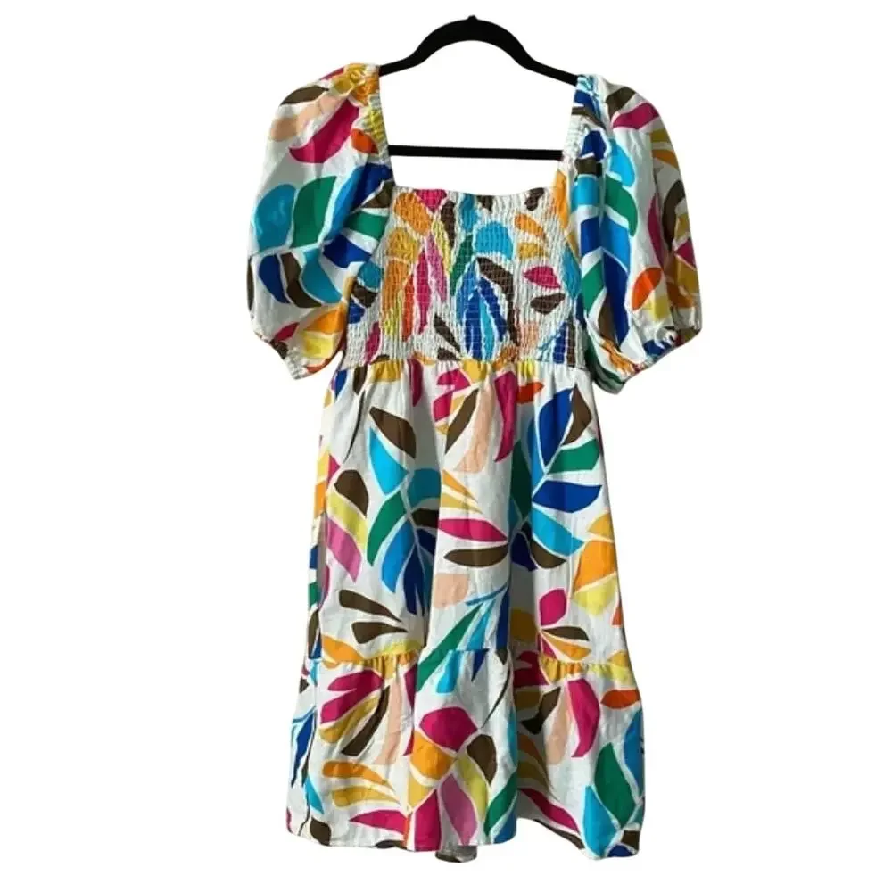 Tabitha Brown X Target Botanical print puff sleeve Mini Dress - Picture 8 of 8